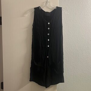No. 6 Black Sleeveless Button-Front Romper